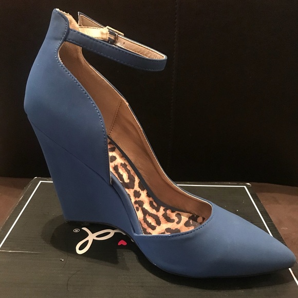 Qupid Shoes - Quips Blue Wedge